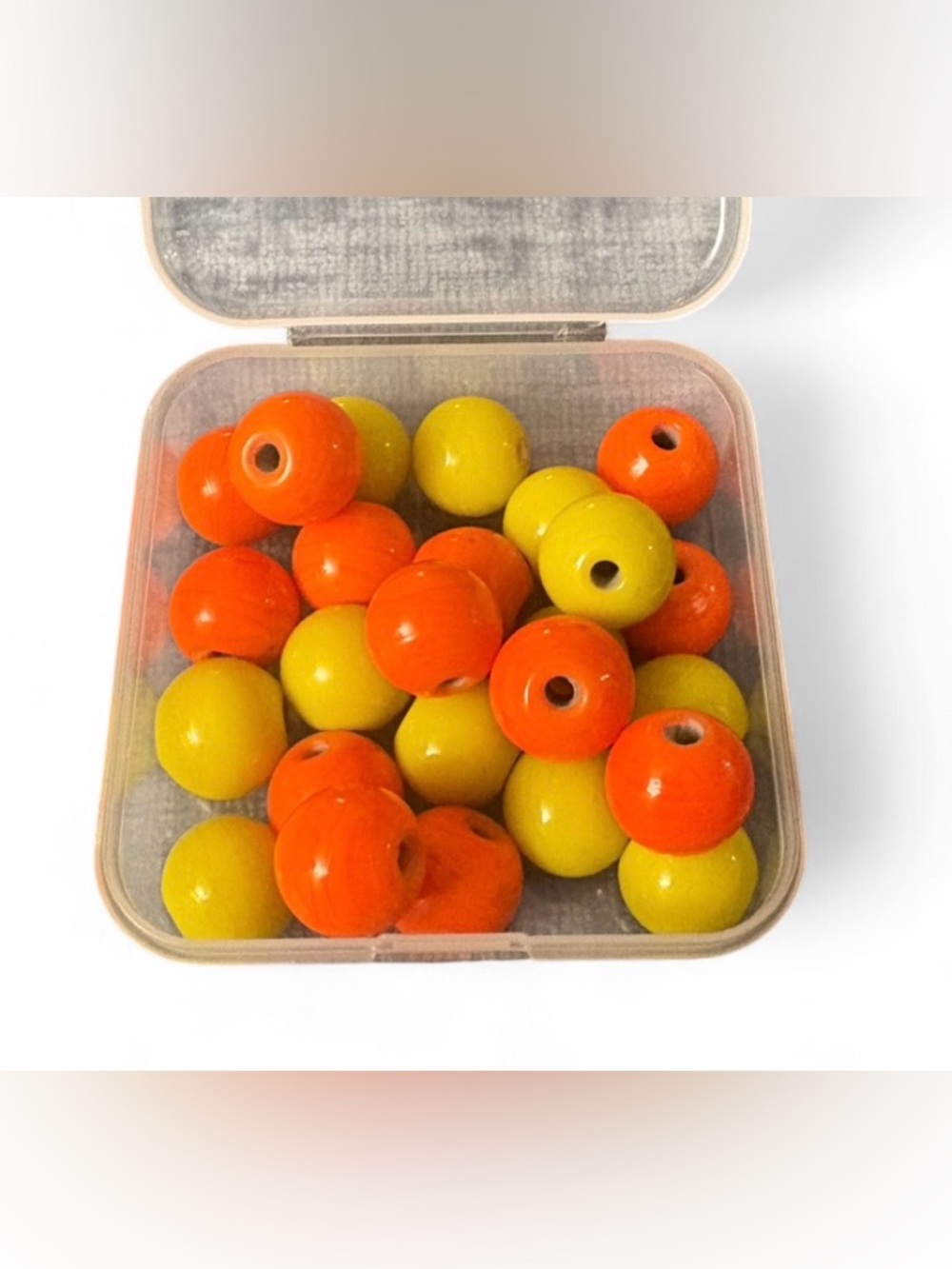 vintage Ceramic Beads – Orange & Yellow Mix – Large Hole Craft Beads